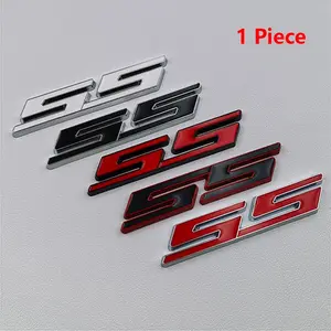 1pc New Car Styling 3D Metal Chrome Zinc Alloy Emblem Car Body SS Trunk Badge Sticker Decal for Chevrolet Camaro SS Auto Decoration Accessories Automobile Decals