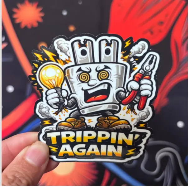 Trippin' Again Electrician Sticker | Funny Lineman & Electrician Decal | Water-Resistant Vinyl
