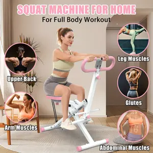 Foldable Squat Trainer Machine for Home Gym - Resistance Bands for Glutes, Butt, Thighs, Ab, Back, and Leg Press Workout - Space-Saving, Adjustable, and Portable Fitness Equipment for Effective Hip Thrust and Lower Body Exercise