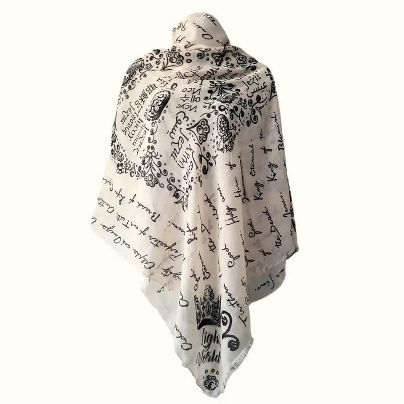 Prayer Scarves Names of Jesus Polyester Scarf - All Season Shawl, Decorative Scarf, Shawl Wrap, Christian Bible Study Gift