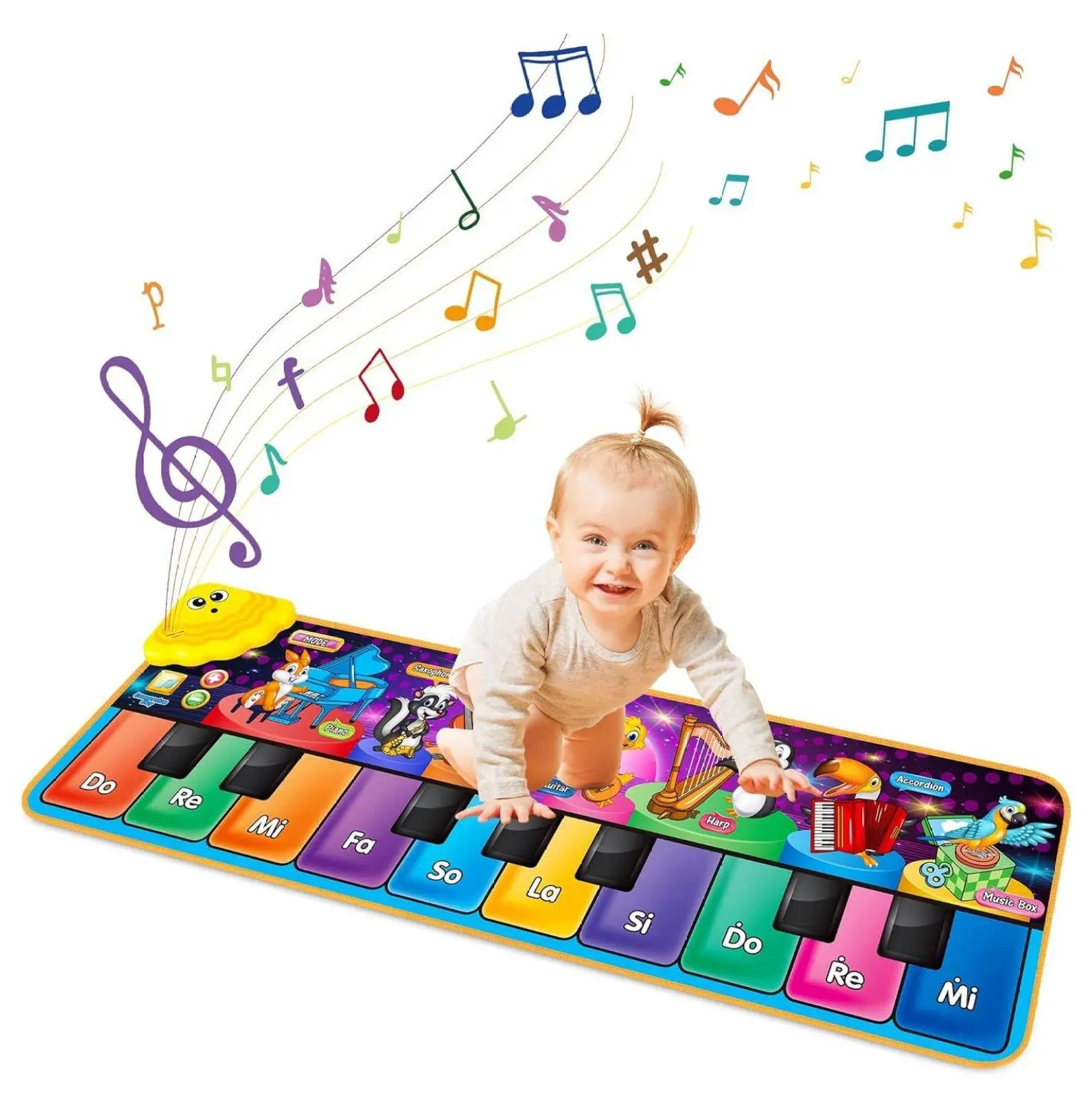 Musical Piano Mat with 25 Instrument Sounds - Pet Floor Piano Keyboard Playmat, Early Educational Touch Carpet Toy for Daycare, Preschool, Holidays, Birthdays - 1-6+ Year Olds Pet Supplies, 35.4 X 23.6 Inches