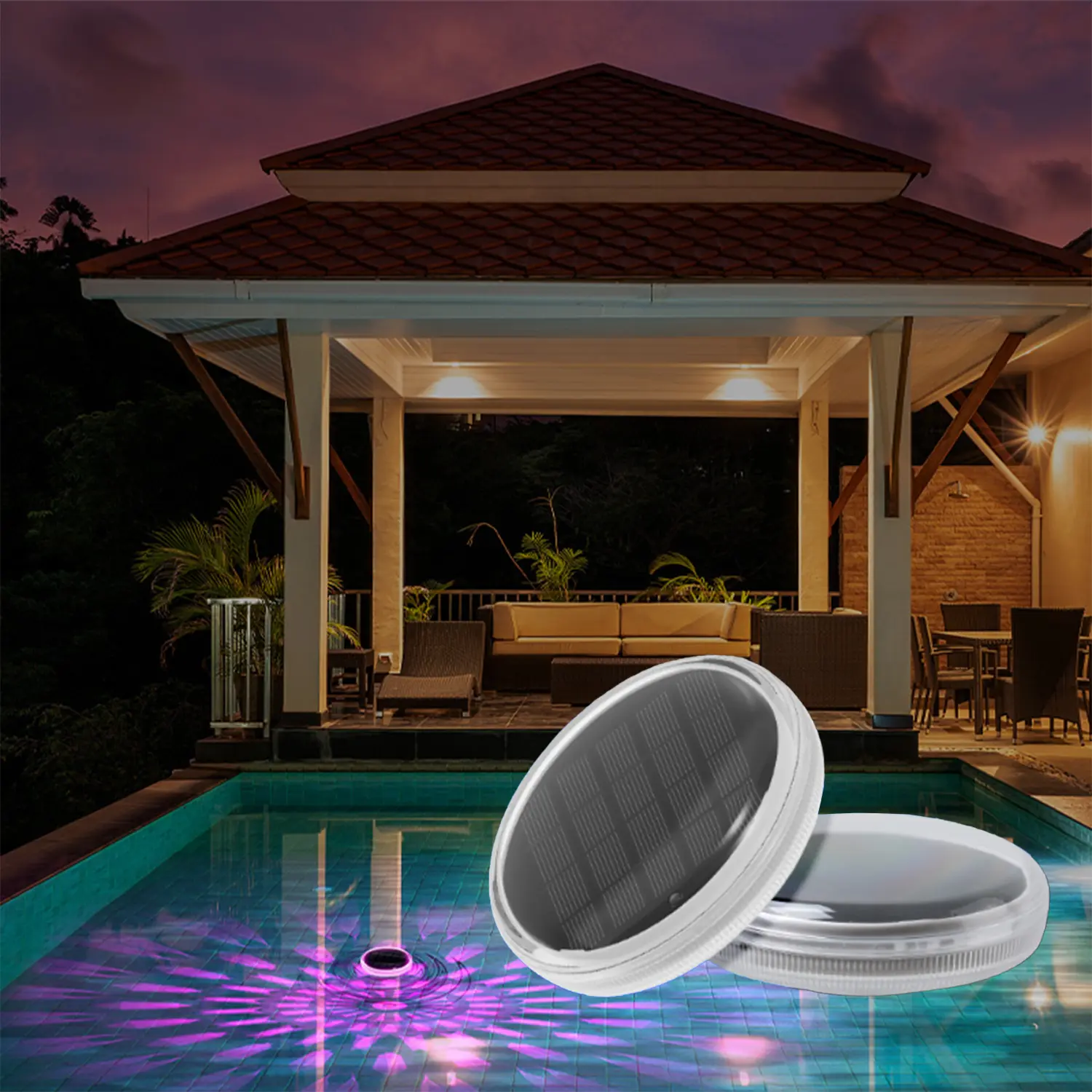 2PCS Solar Floating Pool Lights, Waterproof LED Pool Glow Lights with Stunning Mandala Projection, Auto On/Off Solar Pond Lights for Swimming Pool, Hot Tub, Garden, and Outdoor Party Decor