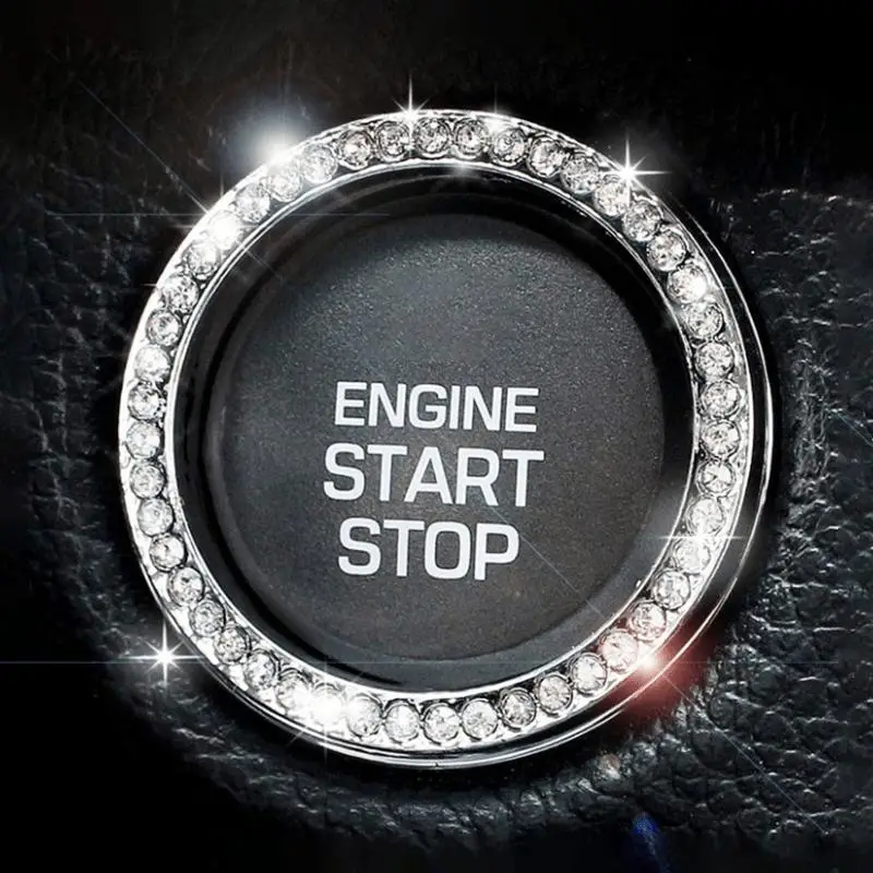 Car Engine Start Stop Button Decorative Ring, 1 Count Rhinestones Decor Car Interior Accessories, Universal Car Interior Accessories, Decorations for