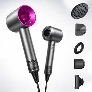 Professional Blow Dryer with Negative Ions, 1600W for Quick Drying, Low-Noise with 3 Temp Settings & Diffuser for Curly Hair, Home & Travel Use magnetic nozzle