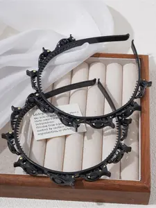 Two double hair clip headbands Braided Headband with 8 small clips, women's double layer Fried Dough Twists lattice curler, toothed hair belt braid tool hair accessories, suitable for daily life, Curly Headband