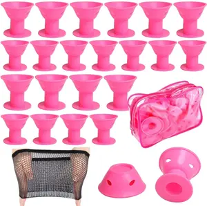 Humwam 40Pcs Medical Silicone Hair Curlers - Large & Small Heatless Styling Rods Set, Come with Zipper Bag & Hair Cap, Great Holiday Gifts,summervibes