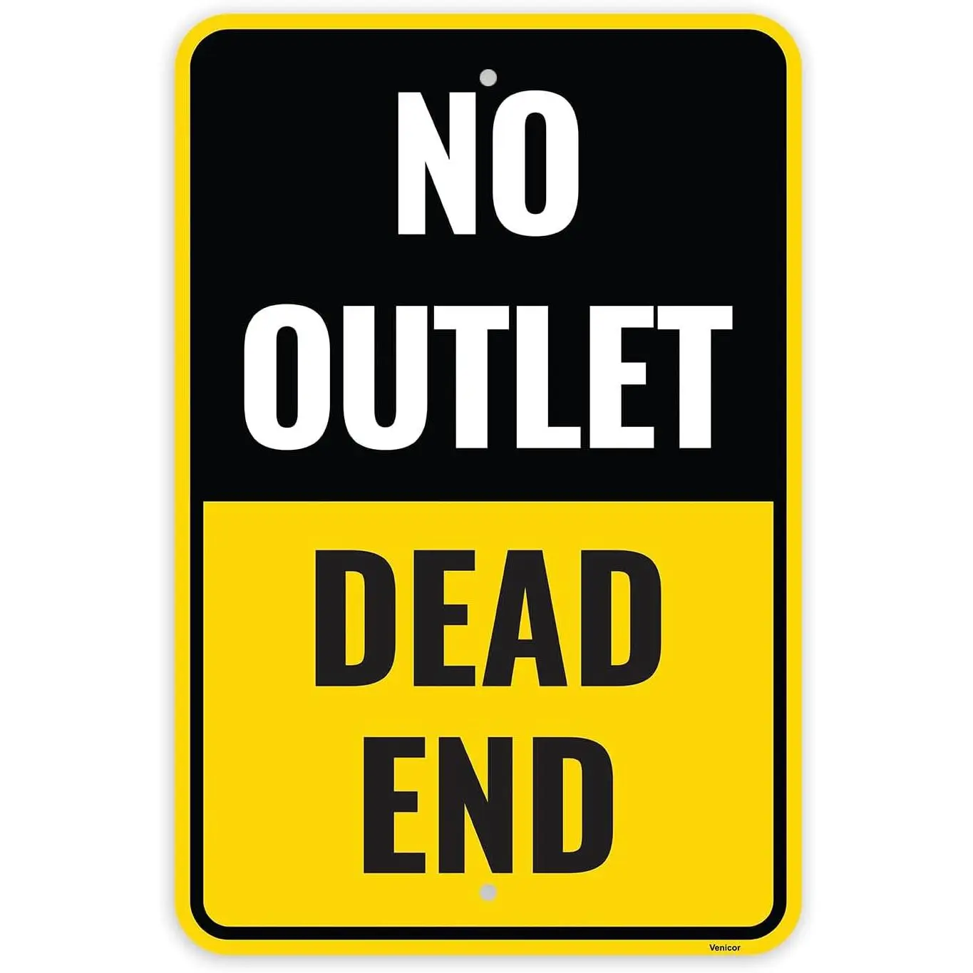 1PC No Outlet Dead End Sign, 18 x 12 Inches - Aluminum