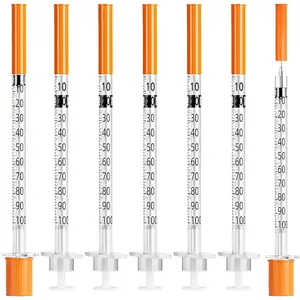 U-100 1ml Syringe 32G 1/4 Inch(6mm) , Syringes for Lab Supplies Dispensing Supplies, Individually Wrapped, Pack of 100