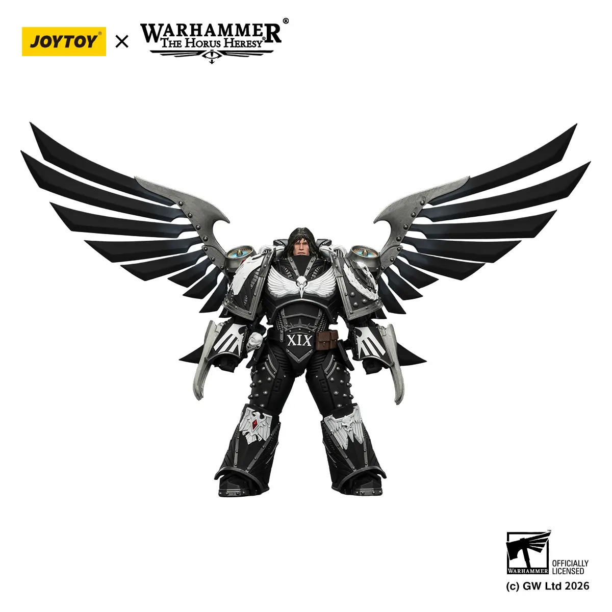 Joytoy Warhammer The Horus Heresy 1/18 Horus Primarch Model Figure - Raven Guard XIX Legion Corvus Corax Super Realistic High Articulation ABS/PVC Collectibles Action Figure with Artificer-Crafted Lightning Talons, Archaeotech Pistols, Whip JT04179, Super