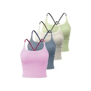 Sports Bra, Thin Shoulder Straps, High-Elastic Sports Vest, Bare-Feel Slim-Fit Yoga Camisole, High-Intensity Shockproof Fitness Bra For Women