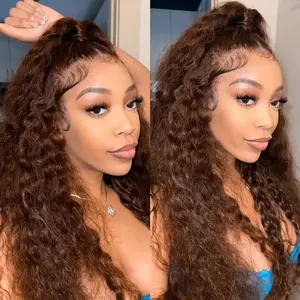 Chocolate Brown Water Wave Invisi Strap Snug Fit 360 Melting Lace Frontal Bleached Knots Glueless Lace Wig Chocolate Brown Water Wave Invisi Strap Snug Fit 360 Melting Lace Frontal Bleached Knots Glueless Lace Wig