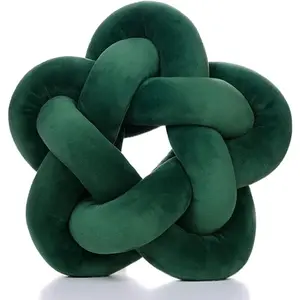 Kids Handmade Knotted Star Plush Throw Pillow Soft Sofa Lumbar Cushion for Home Office Children Room Decor, Emerald Green