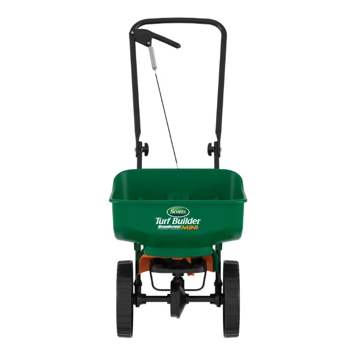 Scotts Turf Builder EdgeGuard Mini Broadcast Spreader for Grass Seed, Fertilizer, Salt, Ice Melt
