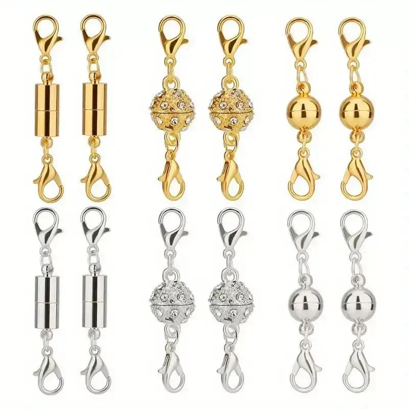 12 Pack Magnetic Necklace Clasps and Closures - 3 Styles Gold Silver Plated Jewelry Extender with Strong Magnet, Thoughtful Gift for Jewelry Lovers, Mom, GrandmaPerfect Present for Birthday Christmas, DIY Jewelry Making Accessories-0