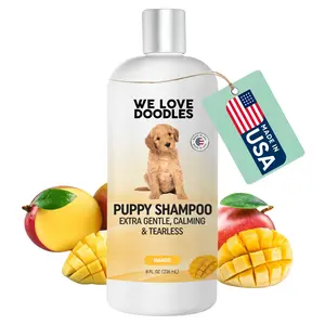 Puppy Shampoo & Conditioner | Made in USA | Natural Ingredients | Tear Free | Best Shampoo for Puppies, Mango, 8oz [We Love Doodles]