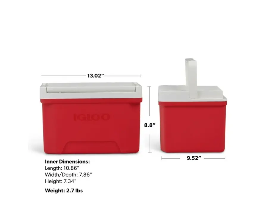 9-Qt Laguna Red Small Cooler - 13-Can Capacity for Sports & Camping Camp Kitchen Use