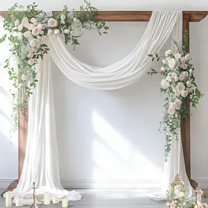 Socomi Wedding Arch Draping Fabric 1 Panel 29" x 19Ft Ivory Sheer Chiffon Curtain Drapes 6 Yards for Wedding Ceremony Birthday Party Decoration