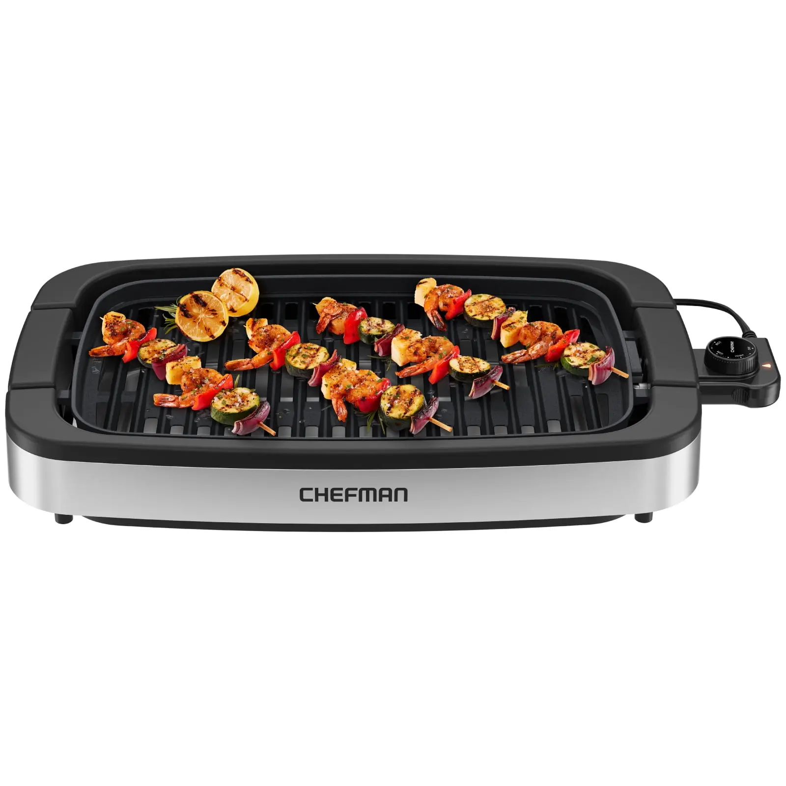 Chefman 6 Serving Electric Indoor Grill, w Temperature Control, Smokeless, Stainless Steel