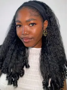 Headband Kinky Curly Wigs for Women, Bouncy Fluffy Gorgeous Wig, Synthetic Glueless Wig for Daily & Party Use, Wear and Go Perfect for Beginners Daily Wear &Party Use.(20inch）.