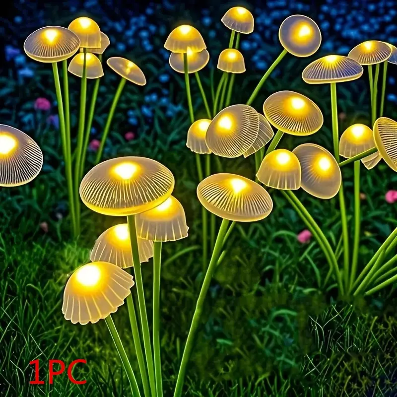 Solar Powered 6/8 LED Jellyfish Mushroom Lights, Garden Landscape Lighting, Outdoor Ground Plug Lawn Lights, Holiday Garden Decorations, Garden Decorative Lighting, Garden Glow Light, Yard Lighting, Backyard Solar Lights