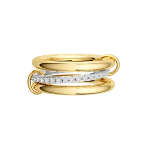 FOXGIRL Interlocked Stackable Rings for Women - Statement Multi Ring Mixed Metals Stack - Cubic Zirconia Stacking Jewelry For Summer dealsforyoudays