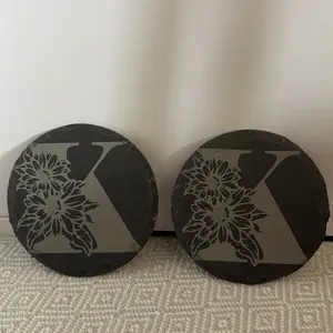Set of 2 Customizable Round Slate Coasters