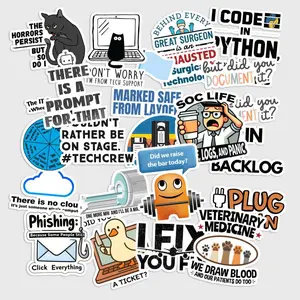 Sticker Pack 20 Tech Humor Sticker Funny Coding Aesthetic Vinyl Decal for Laptop Water Bottle Developer Meme Design for Programmers