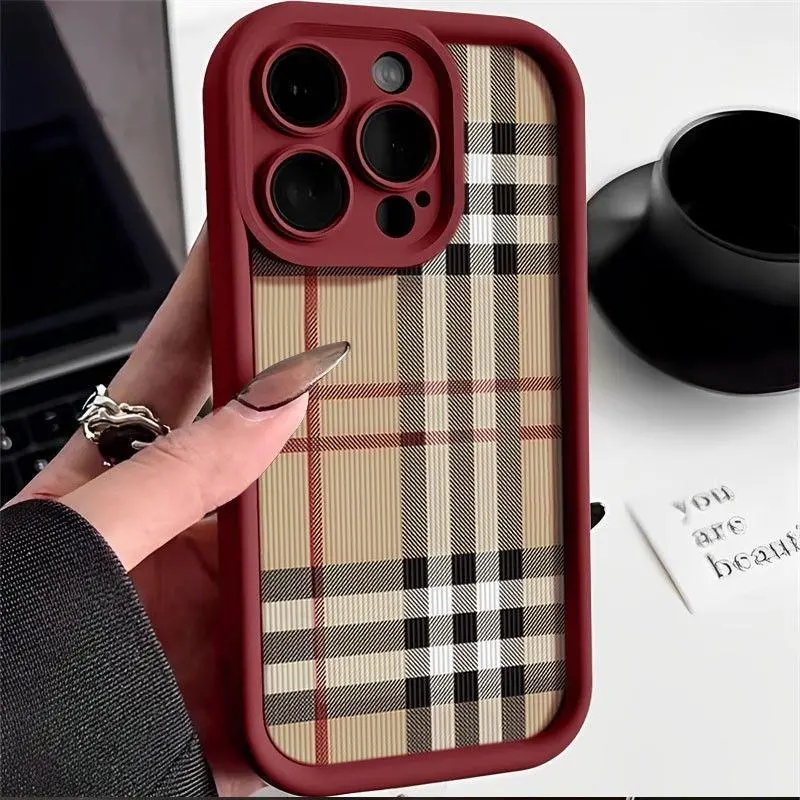 Simple lattice Mobile phone case shockproof mobile phone protective cover mobile phone accessories compatible with Phone17 16 15 14 13 12 11 XS XR X Plus Pro Max