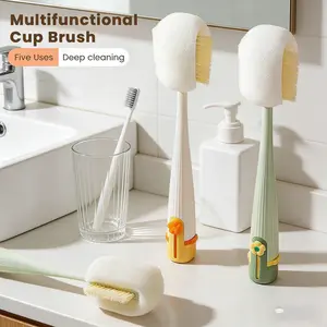 5-in-1 Compact Multifunctional Cleaning Brush Set with Silicone Sponges and Tips, for Baby Bottles, Straws with Tight Access, Baby Items, Home Care Kitchen Supplies