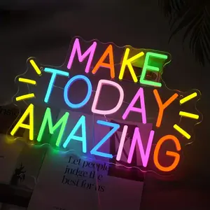 "Make Today Amazing" Neon Sign, Suitable for Classroom Wall Decoration, Dimmable, Positive, LED Neon Light, USB Power Supply, Rainbow Light, Suitable for Weddings, Cafes, Party , Birthdays, Schools and Other Occasions gift .