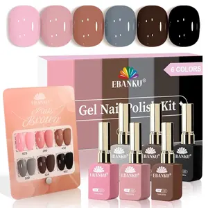 Professional Fall Manicure Kit! EBANKU 6-Piece Nude Brown Gel Polish Set. Salon-Quality, Soak-Off Formula. for Valentine‘s Gift Nourishes Cutics & Perfect for Nail Art.