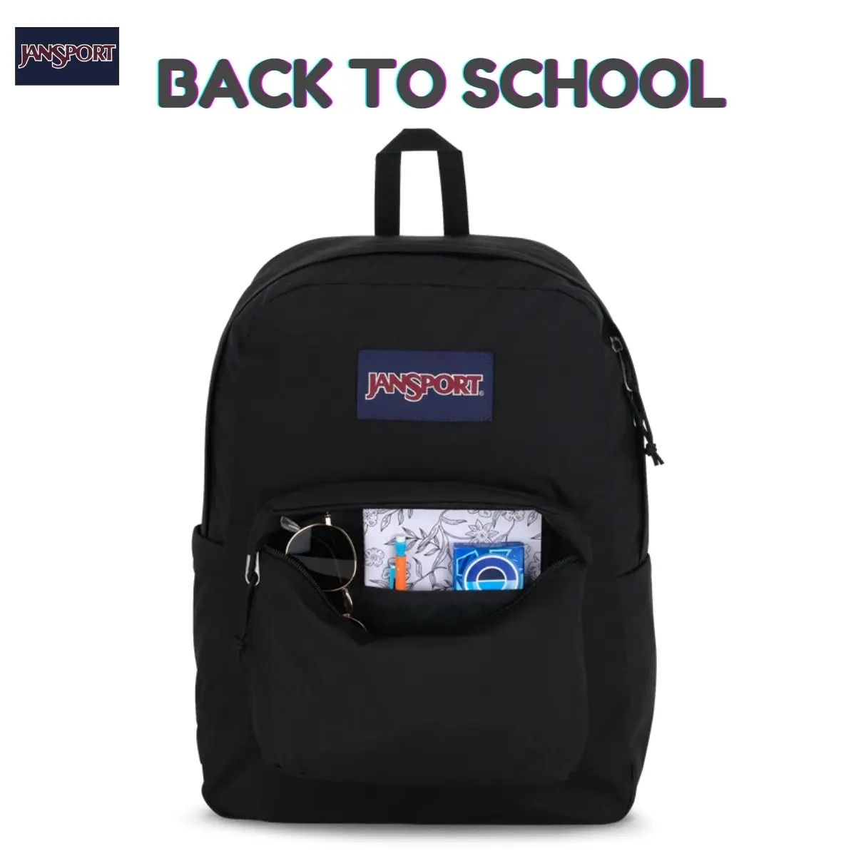 JanSport SuperBreak One Backpacks - Durable, Lightweight Bookbag with 1 Main Compartment, Front Utility Pocket with Built-in Organizer - Premium Backpack, Black