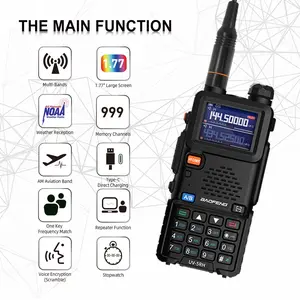 Baofeng Radio 5RH, Handheld Walkie Talkie, Long Range Handheld Two Way Radio, NOAA Weather Receiver, Rechargeable Walkie Talkies, Copy Frequency 999CH Audio