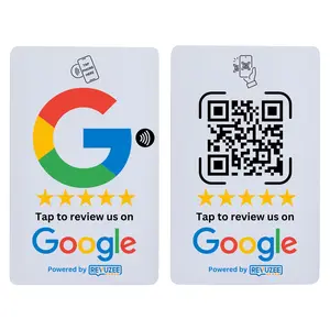 Revuzee Google Tap Card with QR Code - White | One-Tap NFC Card For Quick Scan & Review - Portable Display Card for Restaurants, Salons & Shops - Maximize Customer Feedback