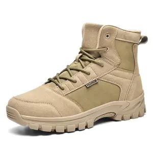 Men's Casual Shoes Boots Fashion Shoes for Men PLUS SIZE Men's Solid Military Style Ankle Boots, Comfy Non Slip Lace Up Breathable Shoes For Men's Outdoor Activities Footwear