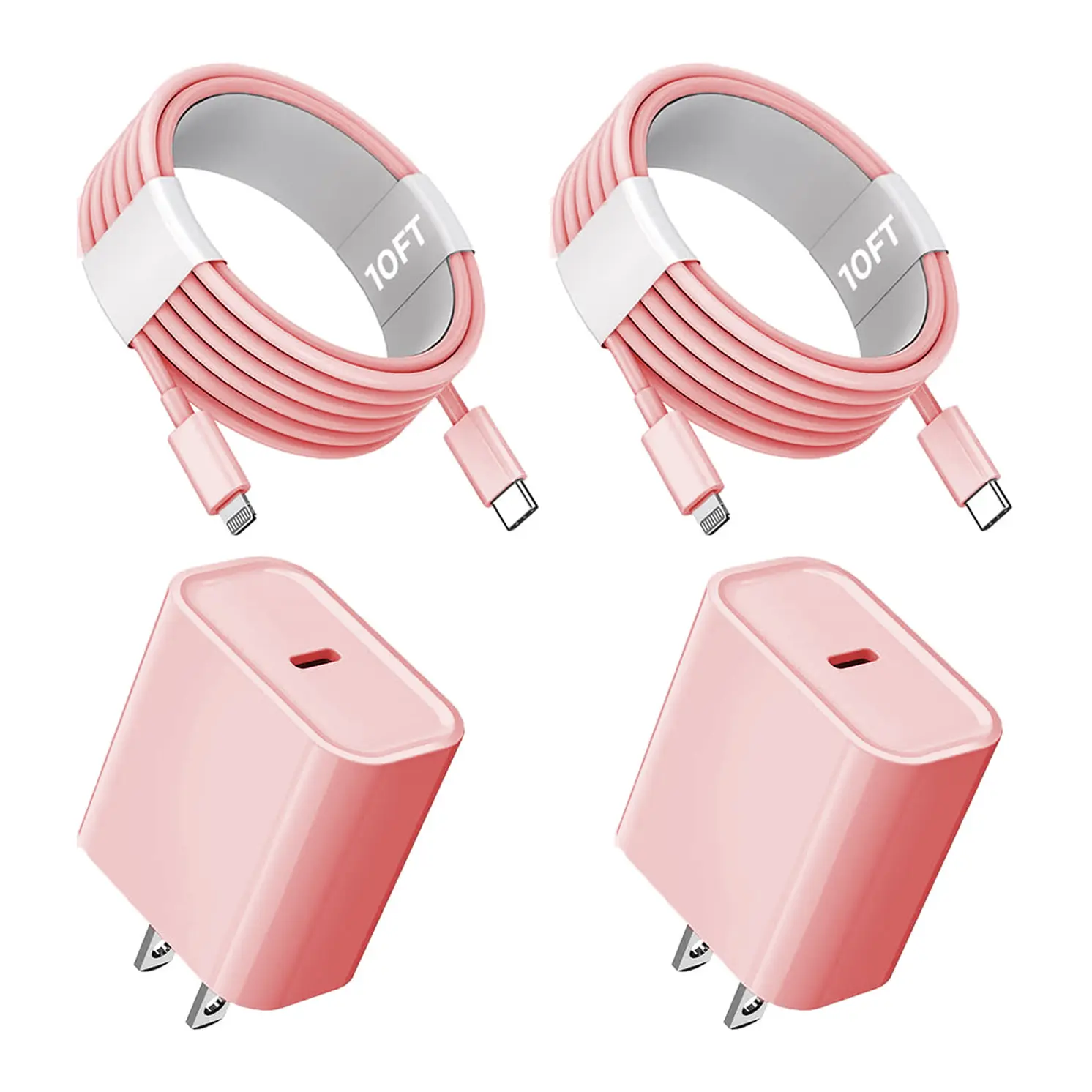 JAYUANONE iPhone Charger Fast Charging 2 Pack Pink Type C Wall Charger Block with 2 Pack 10FT USB C to Lightning Cable for iPhone 14/13/12/12 Pro Max/11/Xs Max/XR/X,AirPods Pro