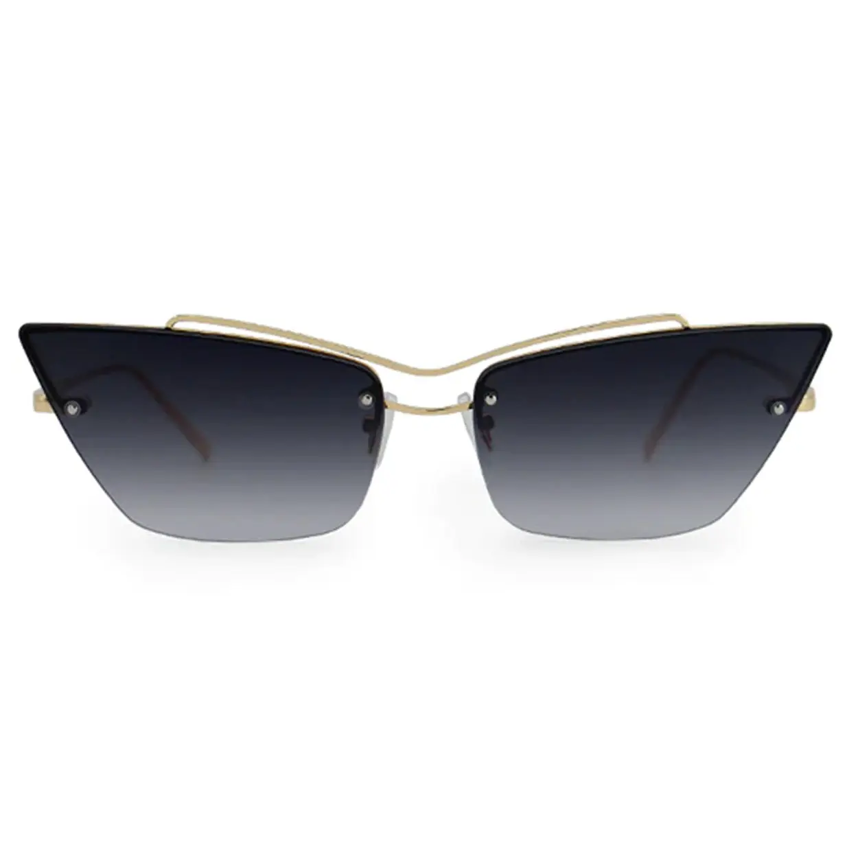 Cleo - Black Eco-Friendly Cat-Eye Sunglasses with Gold Metal Detailing Soft Gradient Lenses Recycled Materials Sustainable Fashion