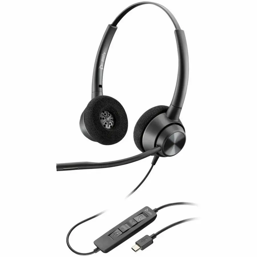 Poly EncorePro 320 Stereo Audio Headphone, USB-A Connected, TAA-Compliant Audio Accessory
