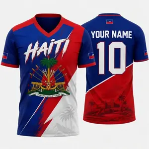 [Personalized] Haiti Flag Inspired Graphic Tee, Custom Name Number Shirt, Heritage Colors Unisex T-Shirt, Cultural Pride Apparel