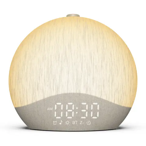 ecozy Sunrise Alarm Clock, White Noise Machine, [Upgraded-Cotton-linen Fabric] Sound Machine for Bedroom, Multifunctional Wake Up Light with BT Speaker, 26 Sleep Soothing Sounds, 17 Night Lights, Dimmable Digital Clock for Adults, Kids, homedecor