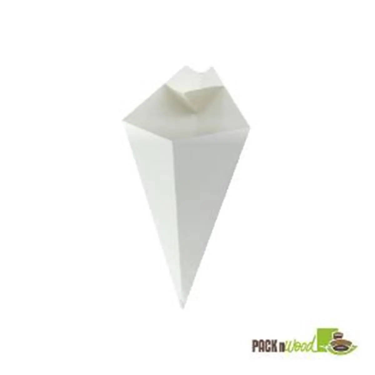 Packnwood 210CONFR1WH White Paper Cone with Built-In Sauce Cup - 7.6 in.
