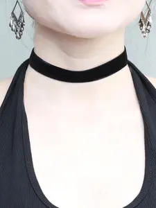 1 Piece Women's Fashion Flock Fabric Choker, Simple Plain Versatile Street Style Necklace, Casual Jewelry For Party, Daily Clothing Decor