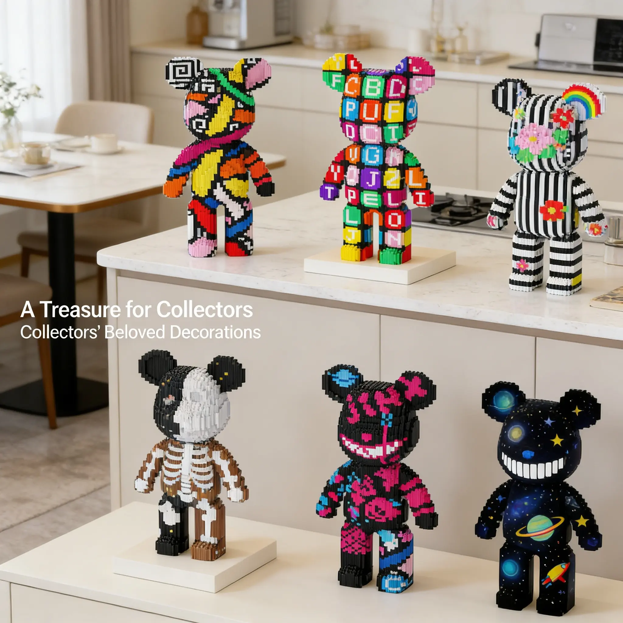 Large Size Love Bear Flower 3D Building Block Puzzle Blocks, Creative Building Blocks, Home Office Bookshelf Decor, Party Decoration, Ideal Gift for Thanksgiving Christmas Halloween Easter