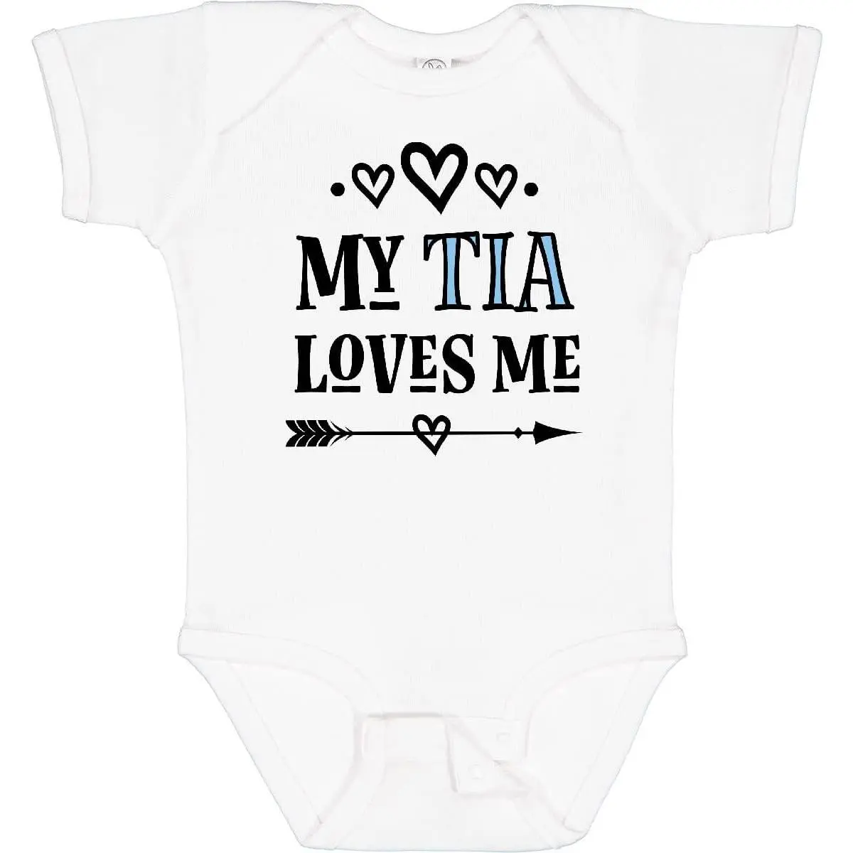Baby Boys' All-Season Bodysuit, "My Tia Loves Me" Graphic Print in 100% Cotton with Short Sleeves and Snap Buttons, Baby Boys Clothing