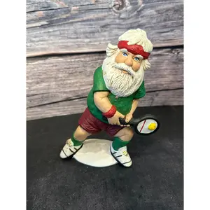 Ceramic Santa Playing Pickleball Figurine