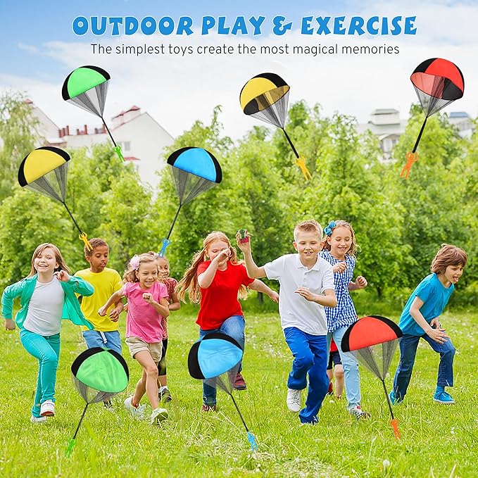Parachute Toy for Kids Flying Outdoor Toy for Boys & Girls Ages 3‑12 Easy Throw Parachute Flyer for Backyard & Park Best Kids Toys Party Favors