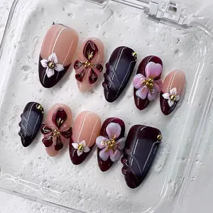 NailPhoria PLUM PUDDING - Handmade Press-On Nails | Reusable, Salon-Quality, Long-Lasting, Glossy Design NailPhoria PLUM PUDDING - Handmade Press-On Nails | Reusable, Salon-Quality, Long-Lasting, Glossy Design