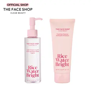 THE FACE SHOP Rice Water Bright Foaming Cleanser Mousse & Rice Water Bright Cleansing Oil for Skincare, Vegan, Skin Repair, Korean Skincare