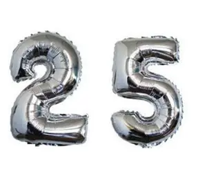 16in or 40in Big 25 Shiny Silver Balloon Birthday Decoration Suprise party Supplies Float with Helium Photo Shooting mylar  balloon