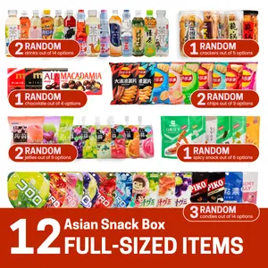 Asian Snack Box - 12 Full-Sized Japanese & Chinese Snacks & Drinks | Mystery Snack Box, Blind Box